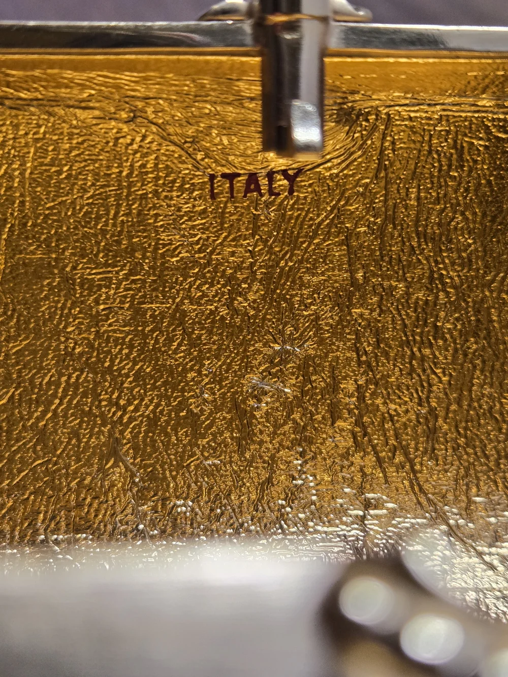 Rodo Gold Metallic Cylinder Clutch with Chain